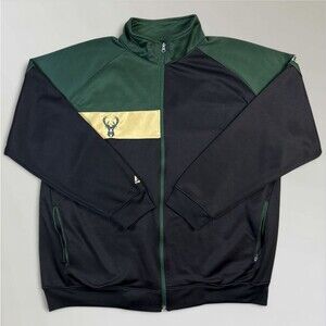 Milwaukee Bucks Men's Majestic Track Jacket Green Full Zip Fear The Deer Sz 2XL